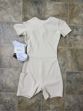 NWT Active By Teal Luxe T-Shirt Jumpsuit & Matching Socks